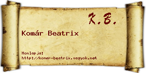 Komár Beatrix névjegykártya